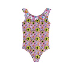 Hawaii Ghost Pink Kids  Frill Swimsuit by snowwhitegirl