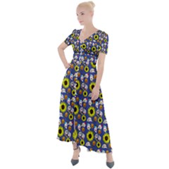 Hawaii Ghost Blue Button Up Short Sleeve Maxi Dress by snowwhitegirl