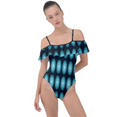 Mandala Pattern Frill Detail One Piece Swimsuit by Sparkle