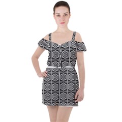 Mandala Pattern Ruffle Cut Out Chiffon Playsuit by Sparkle