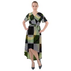Digital Checkboard Front Wrap High Low Dress by Sparkle