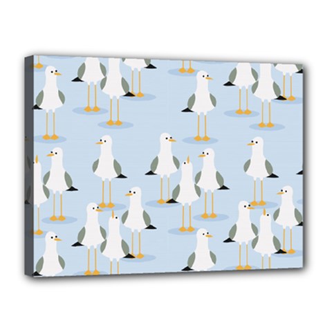 Cute Seagulls Seamless Pattern Light Blue Background Canvas 16  X 12  (stretched) by Wegoenart