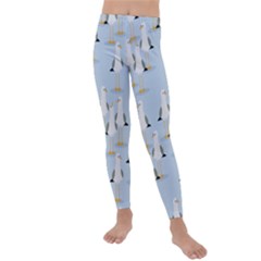 Cute Seagulls Seamless Pattern Light Blue Background Kids  Lightweight Velour Leggings by Wegoenart