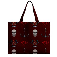 Tattoo Old School Background Pattern Zipper Mini Tote Bag by Wegoenart