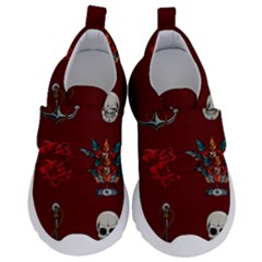 Tattoo Old School Background Pattern Kids  Velcro No Lace Shoes by Wegoenart