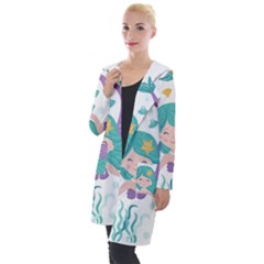 Set Cute Mermaid Seaweeds Marine Inhabitants Hooded Pocket Cardigan by Wegoenart