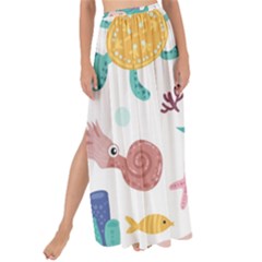 Set Cute Mermaid Seaweeds Marine Inhabitants Maxi Chiffon Tie-up Sarong by Wegoenart