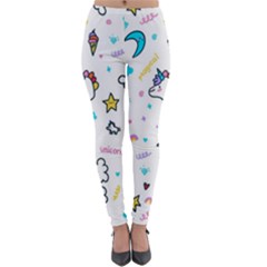 Unicorns Rainbows Seamless Pattern Lightweight Velour Leggings by Wegoenart