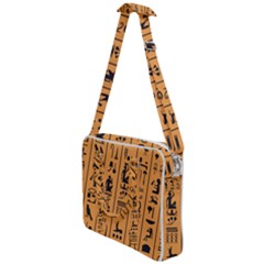 Egyptian Hieroglyphs Ancient Egypt Letters Papyrus Background Vector Old Egyptian Hieroglyph Writing Cross Body Office Bag by Wegoenart