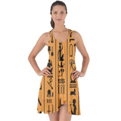 Egyptian Hieroglyphs Ancient Egypt Letters Papyrus Background Vector Old Egyptian Hieroglyph Writing Show Some Back Chiffon Dress by Wegoenart