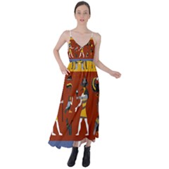 Ancient Egyptian Religion Seamless Pattern Tie Back Maxi Dress by Wegoenart