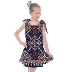 Ukrainian Folk Seamless Pattern Ornament Kids  Tie Up Tunic Dress by Wegoenart