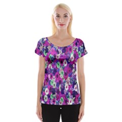 Fantasy Garden Purple Cap Sleeve Top by retrotoomoderndesigns