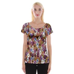 Fantasy Garden Mauve Cap Sleeve Top by retrotoomoderndesigns