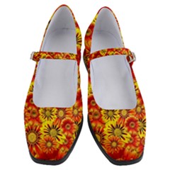 Brilliant Orange And Yellow Daisies Women s Mary Jane Shoes by retrotoomoderndesigns