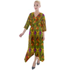 Sakura Blossoms Popart Quarter Sleeve Wrap Front Maxi Dress by pepitasart