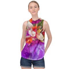 Poppy Flower High Neck Satin Top by Sparkle