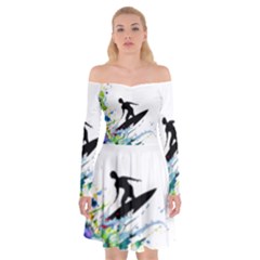 Nature Surfing Off Shoulder Skater Dress by Sparkle