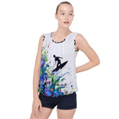 Nature Surfing Bubble Hem Chiffon Tank Top by Sparkle