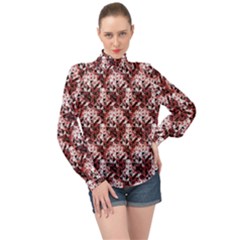Digital Checkboard High Neck Long Sleeve Chiffon Top by Sparkle