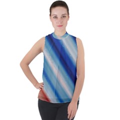 Violet Orange Mock Neck Chiffon Sleeveless Top by Sparkle