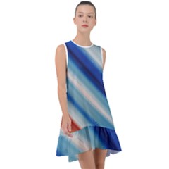 Blue White Frill Swing Dress by Sparkle