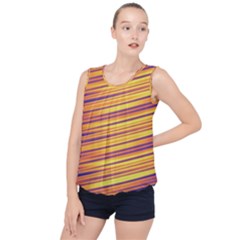 Orange Strips Bubble Hem Chiffon Tank Top by Sparkle