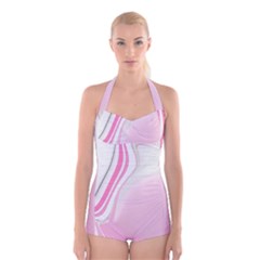 Modern Pink Boyleg Halter Swimsuit  by Sparkle