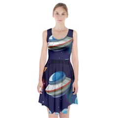 Ufo Alien Spaceship Galaxy Racerback Midi Dress by Vaneshart