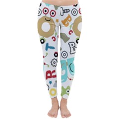 Seamless Pattern Vector With Funny Robots Cartoon Classic Winter Leggings by Vaneshart