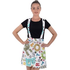 Seamless Pattern Vector With Funny Robots Cartoon Velvet Suspender Skater Skirt by Vaneshart