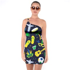 Seamless Brazilian Carnival Pattern With Musical Instruments One Soulder Bodycon Dress by Vaneshart