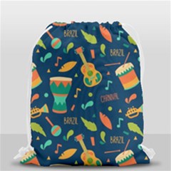 Brazil Musical Instruments Seamless Carnival Pattern Drawstring Bag (small) by Vaneshart