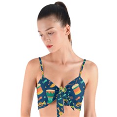 Brazil Musical Instruments Seamless Carnival Pattern Woven Tie Front Bralet by Vaneshart