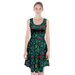 Guitars Musical Notes Seamless Carnival Pattern Racerback Midi Dress by Vaneshart