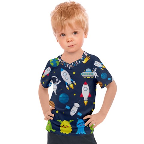 Big Set Cute Astronauts Space Planets Stars Aliens Rockets Ufo Constellations Satellite Moon Rover V Kids  Sports Tee by Vaneshart