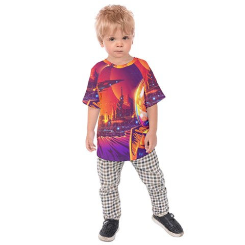 Far Future Human Colonization Kids  Raglan Tee by Vaneshart