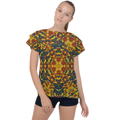 Yuppie And Hippie Art With Some Bohemian Style In Ruffle Collar Chiffon Blouse by pepitasart