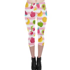 Tropical Fruits Berries Seamless Pattern Capri Leggings  by Vaneshart