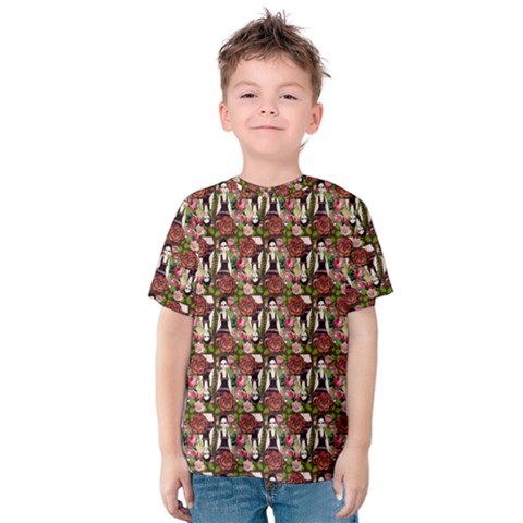 Swimmer 20s Brown Kids  Cotton Tee by snowwhitegirl