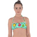 Various Fruits With Faces Seamless Pattern Halter Bandeau Bikini Top View1