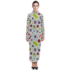 Seamless Pattern With Viruses Turtleneck Maxi Dress by Vaneshart
