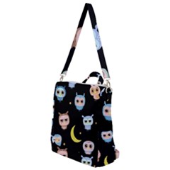 Cute Owl Doodles With Moon Star Seamless Pattern Crossbody Backpack by Vaneshart