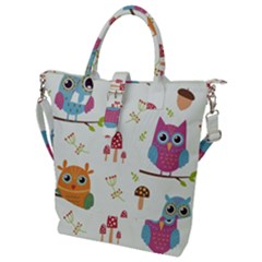 Forest Seamless Pattern With Cute Owls Buckle Top Tote Bag by Vaneshart
