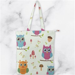 Forest Seamless Pattern With Cute Owls Double Zip Up Tote Bag by Vaneshart