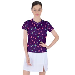 Colorful Stars Hearts Seamless Vector Pattern Women s Sports Top by Vaneshart