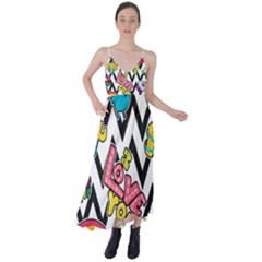 Vector Romantic Love Seamless Pattern Tie Back Maxi Dress by Vaneshart