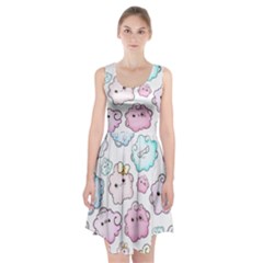 Cute Doodle Cartoon Seamless Pattern Racerback Midi Dress by Vaneshart