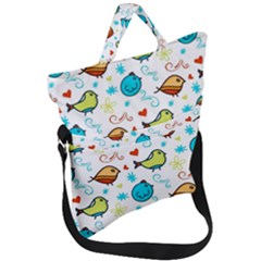 Birds Pattern Design Fold Over Handle Tote Bag by Vaneshart