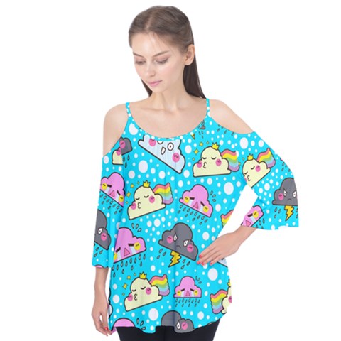 Cloud Seamless Pattern Flutter Tees by Vaneshart